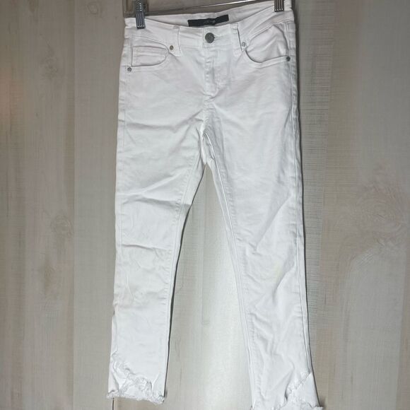 Joe’s jeans white skinny distressed hem ankle length, size 12 - Picture 2 of 11